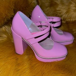 Steve Madden Twice Pink Patent Block heel